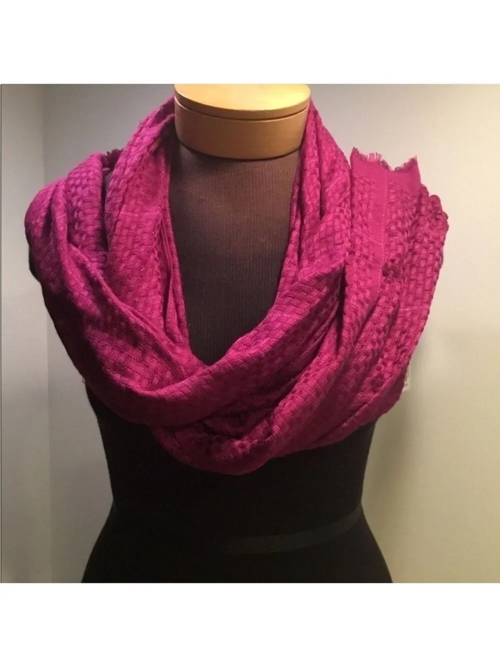 Apt 9 Basket Weave Lurex Pashmina oblong scarfs set of two purple & gray
